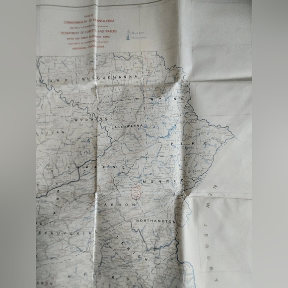 Antique 1930 Stream Map of Pennsylvania PA 35" x 57" Color Map Poster - Picture 7 of 9